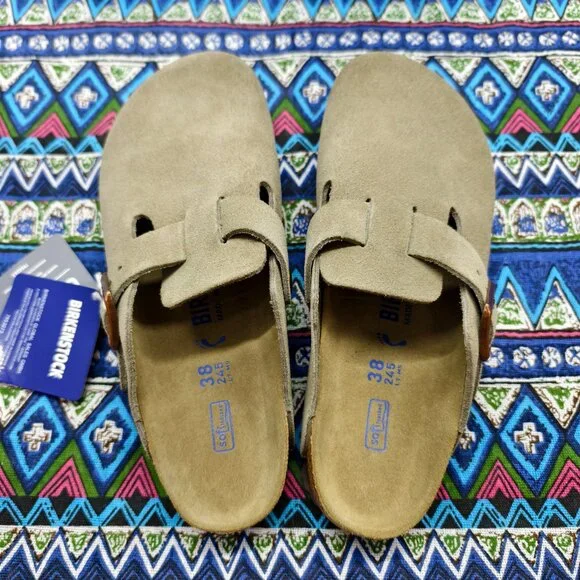🌟POSH FRESH🌟 Women's Taupe Suede Birkenstock Boston Shoes - Narrow Fit - Picture 2 of 5